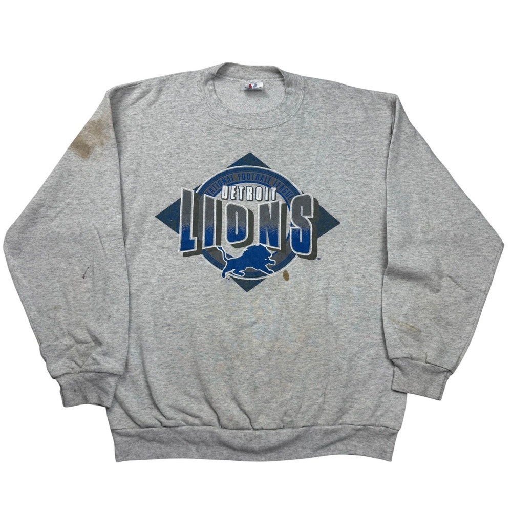 VTG 90s Detroit Lions Graphic Crewneck Sweatshirt Size Large Made in the USA